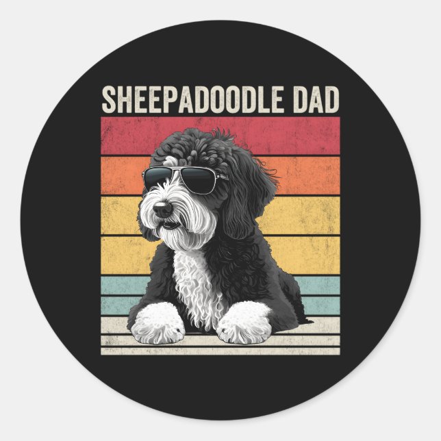 Pegatina Redonda Sheepadoodle Dad (Anverso)