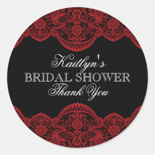 Pegatina Redonda Sheer Red Lace Bridal Shower