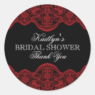 Pegatina Redonda Sheer Red Lace Bridal Shower