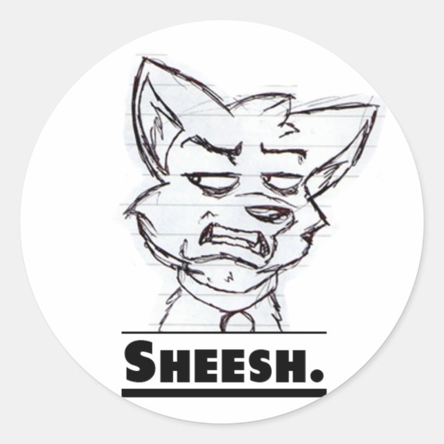 Pegatina Redonda Sheesh. Pegatina. (Anverso)