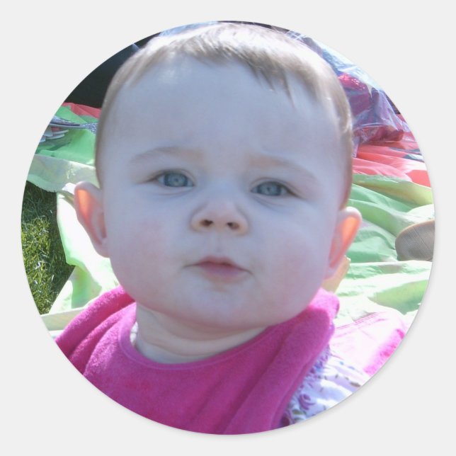 Pegatina Redonda Shelby a los 10 meses (Anverso)