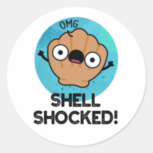 Pegatina Redonda Shell impactó a Funny Seashell Pun