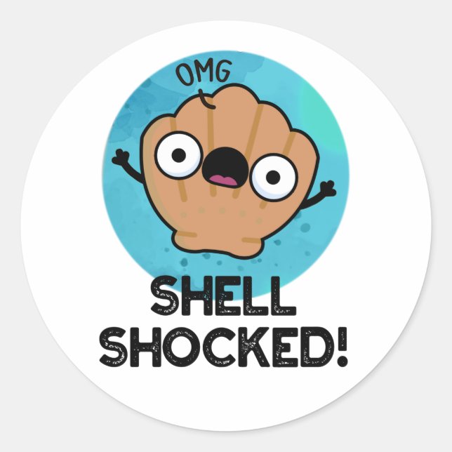 Pegatina Redonda Shell impactó a Funny Seashell Pun (Anverso)