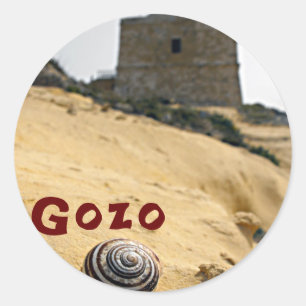 Pegatina Redonda Shell y Tower, Gozo, Malta