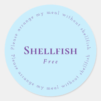Pegatina Redonda Shellfish Free Request Sticker, Light blue, Purple