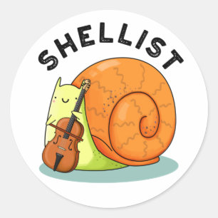 Pegatina Redonda Shellist Funny Snny Cello Pun