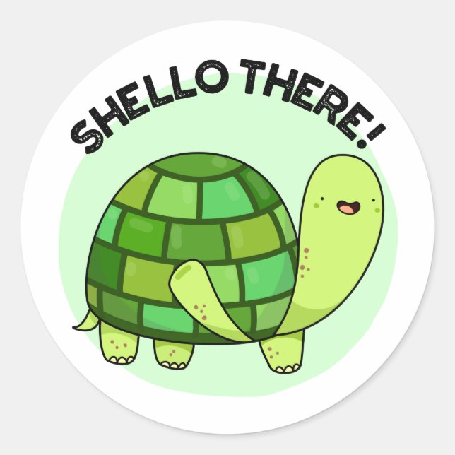 Pegatina Redonda Shello There Funny Tortoise Pun (Anverso)