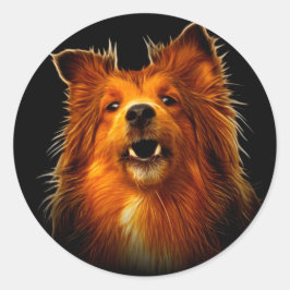 Pegatina Redonda Sheltie Arte moderno de perros