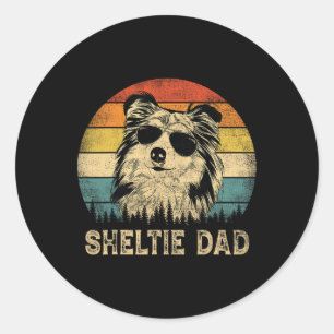 Pegatina Redonda Sheltie Dad Dog Ama el Día del Padre