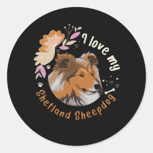 Pegatina Redonda Sheltie Dog Shetland Sheepdog Gift Idea