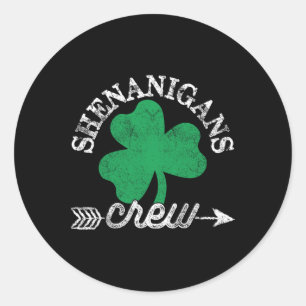 Pegatina Redonda Shenanigans Crew St Patricks Day Shenanigator Squa