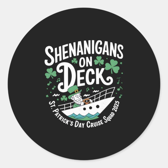Pegatina Redonda Shenanigans Deck St.patrick's Day Cruise 2025  (Anverso)
