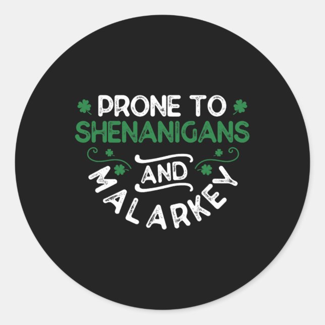 Pegatina Redonda Shenanigans Malarkey St. Paddy (Anverso)