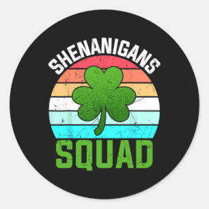 Pegatina Redonda Shenanigans Squad Shamrock Funny St Patricks Day
