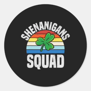 Pegatina Redonda Shenanigans Squad Shamrock Irlandés Funny St Patri
