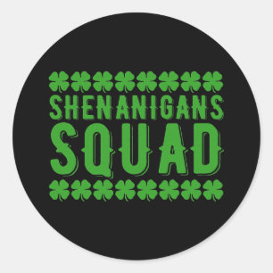 Pegatina Redonda Shenanigans Squad St Patricks Day Gnomes Irish