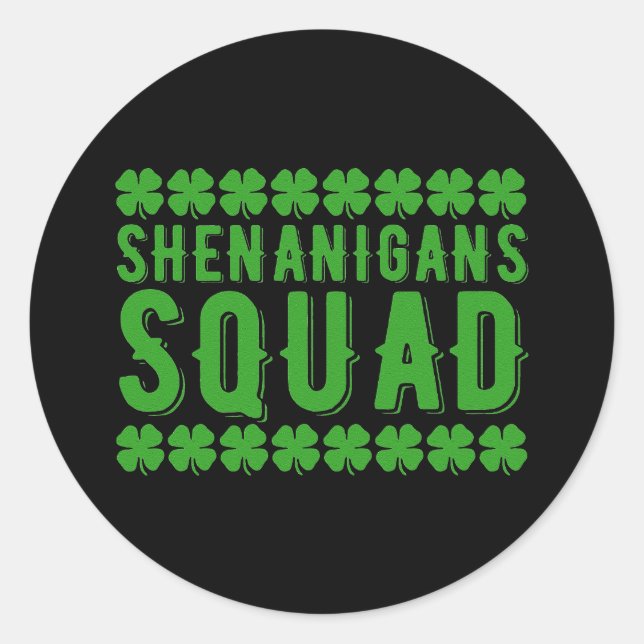 Pegatina Redonda Shenanigans Squad St Patricks Day Gnomes Irish (Anverso)