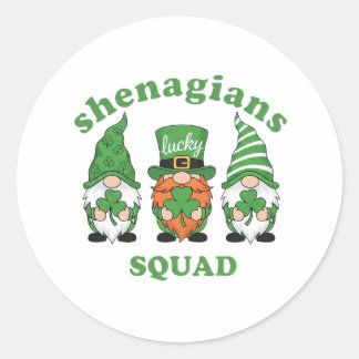 Pegatina Redonda Shenanigans Squad St. Patrick's Day Gnomes Round S