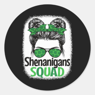 Pegatina Redonda Shenanigans Squad St. Patrick's Day Outfit Women