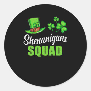 Pegatina Redonda Shenanigans Squad St Patricks Day Shamrock Irish