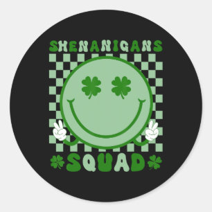Pegatina Redonda Shenanigans Squad St Patricks Day Sonríe Green Pro