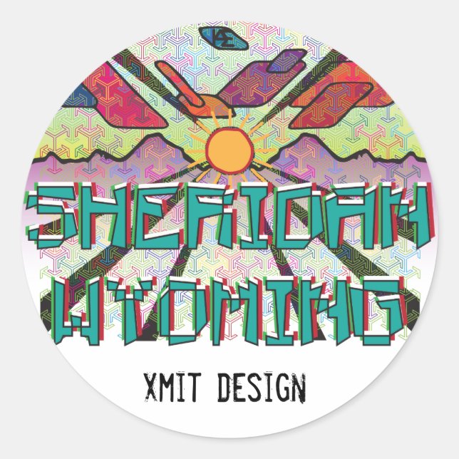 Pegatina Redonda ¡Sheridan, Wyoming Bumper Sticker! (Anverso)