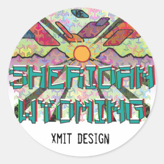 Pegatina Redonda ¡Sheridan, Wyoming Bumper Sticker!