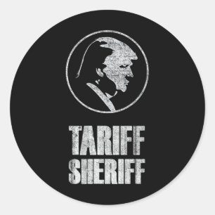 Pegatina Redonda Sheriff Aranceles Divertido Presidente Trump Sátir