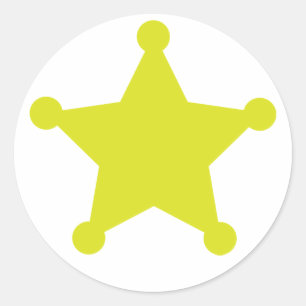 Pegatina Redonda Sheriff Star Gold