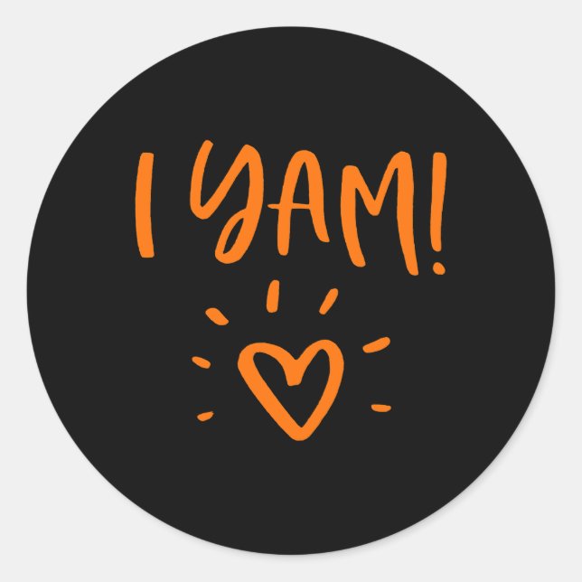 Pegatina Redonda Shes My Sweet Potato I Yam Set Couples Thanksgivin (Anverso)