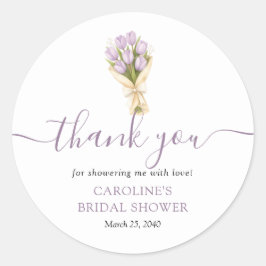 Pegatina Redonda She's Off The Market Tulips Bridal Shower Favor