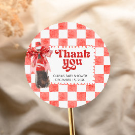 Pegatina Redonda She's Ready to Pop Baby Shower