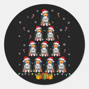 Pegatina Redonda Shetland Sheepdog Dog Santa Hat Xmas enciende Cris