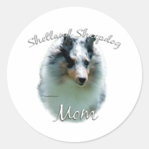 Pegatina Redonda Shetland Sheepdog (merle) Mamá 2