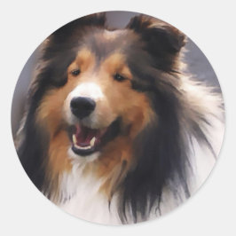 Pegatina Redonda Shetland Sheepdog Sheltie Gifts