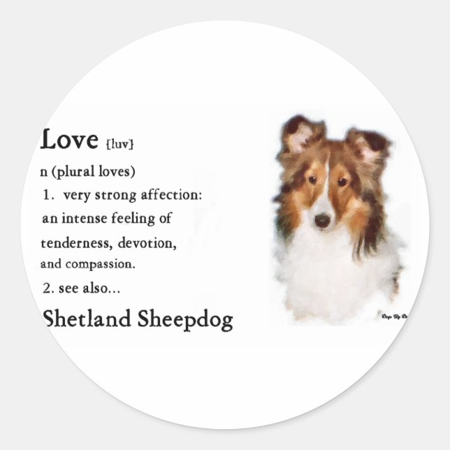 Pegatina Redonda Shetland Sheepdog Sheltie Gifts (Anverso)