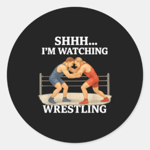 Pegatina Redonda Shhh estoy viendo lucha libre Amante de la lucha l