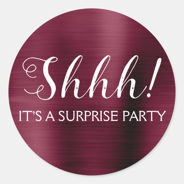 Pegatina Redonda ¡Shhh! Surprise Birday Party (Anverso)