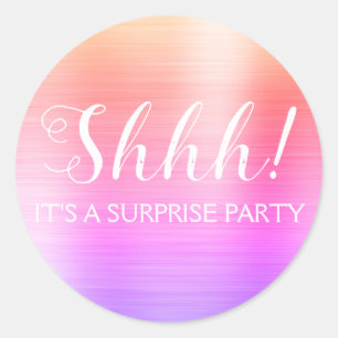 Pegatina Redonda ¡Shhh! Surprise Birday Party - Arcoiris