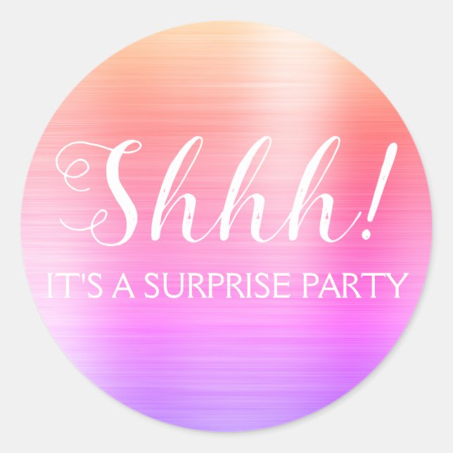 Pegatina Redonda ¡Shhh! Surprise Birday Party - Arcoiris (Anverso)