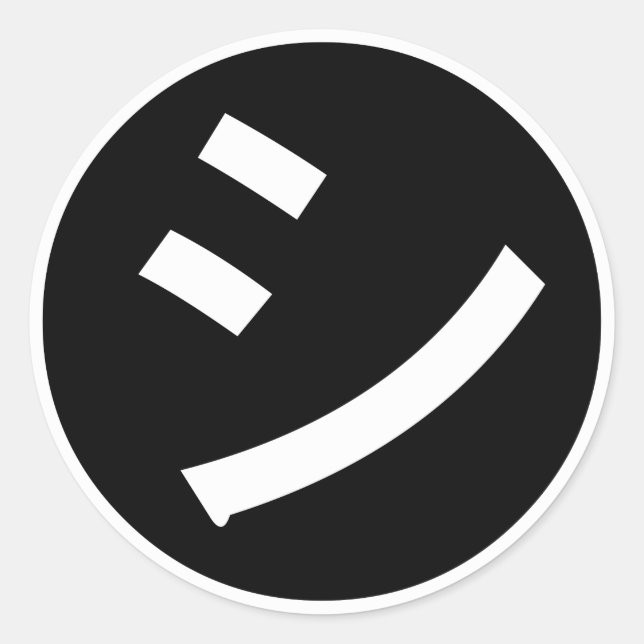 Pegatina Redonda ㋛ Shi Kana Katakana Emoji sonriente / Emoticon (Anverso)