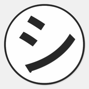 Pegatina Redonda ㋛ Shi Kana Katakana Emoji sonriente / Emoticon