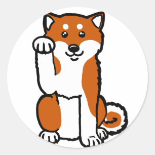 Pegatina Redonda Shiba afortunado