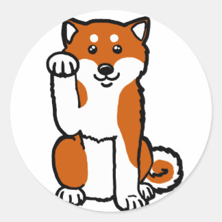 Pegatina Redonda Shiba afortunado