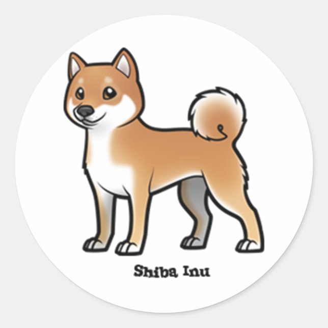 Pegatina Redonda shiba inu (Anverso)