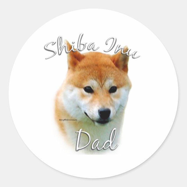 Pegatina Redonda Shiba Inu Dad 2 (Anverso)