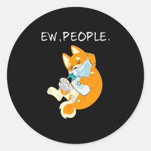 Pegatina Redonda Shiba Inu divertida Regalo de Perro de Ew People