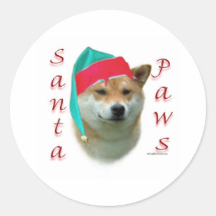 Pegatina Redonda Shiba Inu Santa Paws