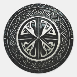 Pegatina Redonda Shields up, la manera viking de enfrentar el mundo