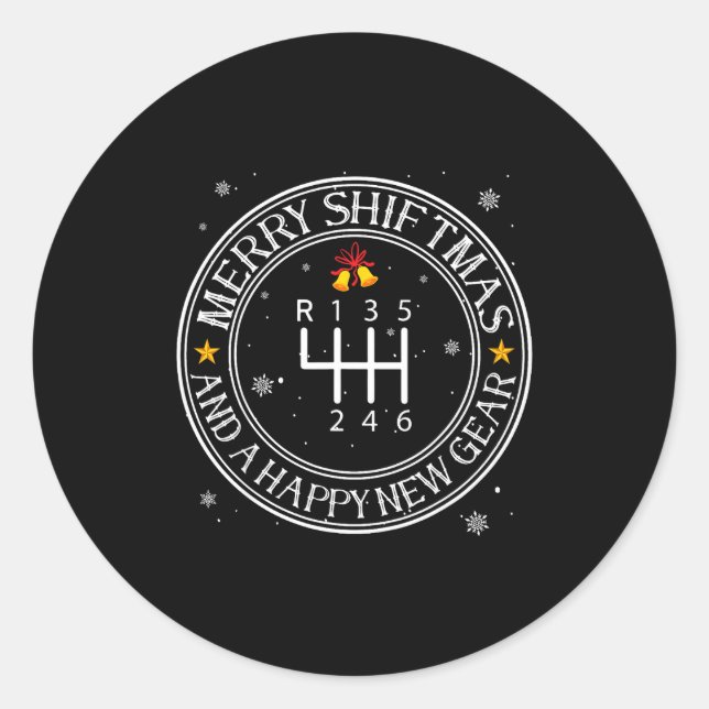 Pegatina Redonda Shiftmas Car Guy Funny Mechanic Christmas Auto Man (Anverso)